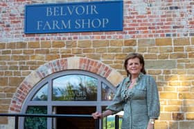 The Duchess of Rutland pictured outside the new Belvoir Estate farmshop at the Engine Yard EMN-210614-080334001