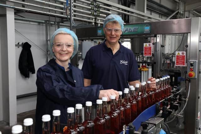 International Trade Secretary Liz Truss pictured with Belvoir Farm owner, Pev Manners, on a visit to the Bottesford business
PHOTO Glen Minikin Photography Limited EMN-210628-163349001