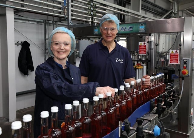 International Trade Secretary Liz Truss pictured with Belvoir Farm owner, Pev Manners, on a visit to the Bottesford business
PHOTO Glen Minikin Photography Limited EMN-210628-163349001