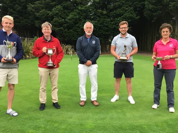 From left are Jordan Hirst, John Harvey, Club Captain David Hirst, Kieran Foster and Nancy Denny.