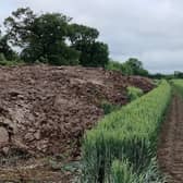 A pile of sludgecake (treated human waste) stored near the village of Saxby, which some residents are very unhappy about EMN-210107-104050001