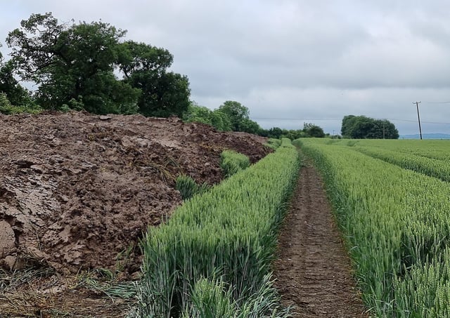 A pile of sludgecake (treated human waste) stored near the village of Saxby, which some residents are very unhappy about EMN-210107-104050001