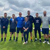 The Asfordby Academy coaches with Leicester City's Luke Thomas.