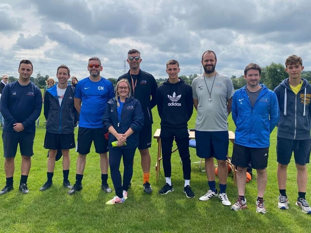 The Asfordby Academy coaches with Leicester City's Luke Thomas.