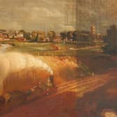 The mystery painting of steam train travel in Melton which forms part of the new Full Steam Ahead railway exhibition at Melton Carnegie Museum EMN-210722-102519001