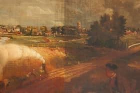 The mystery painting of steam train travel in Melton which forms part of the new Full Steam Ahead railway exhibition at Melton Carnegie Museum EMN-210722-102519001