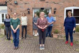 Staff at Dove Cottage Hospice, at Stathern, from left, back row - Ingrid (chef), Dora (fundraiser), Nicola (retail manager), Gordon (volunteer), Chris (chief executive); front row - Natasha (admin), Nicola (nurse manager) EMN-210723-120634001