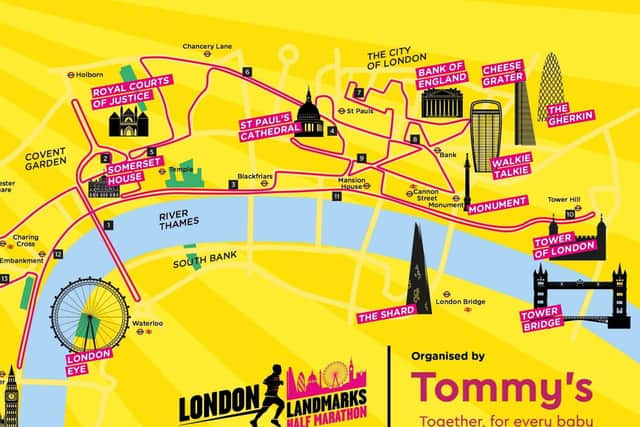The route for London Landmarks Half Marathon on Sunday EMN-210308-090156001