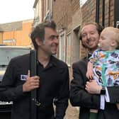 Ronnie O'Sullivan with owner Ben Jackson and his son Louie before the exhibition night at Jackson's in Melton EMN-210908-092036001