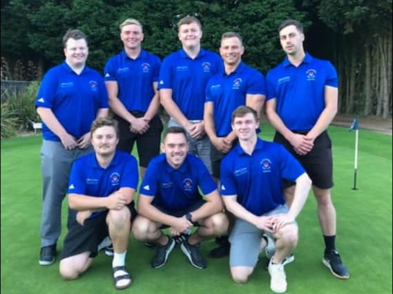 Melton Mowbray's under 35s: David Poolan, Jack Griffin,Jake Mogg ,Sam Pollard, Ben Manship, Olley Doolley, Dale Radford and Joe Kendall.