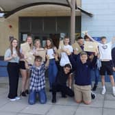 Some of the top achieving GCSE students at Bottesford-based The Priory Belvoir Academy celebrate their results today: Back row - Ruby S, Olivia G, Hannah P, Mille R, Jake C, Findlay L, Ross B, Josiah F, Dan F, Noah T.; front row - Olly S, Francis V, Josh P. EMN-211208-151730001