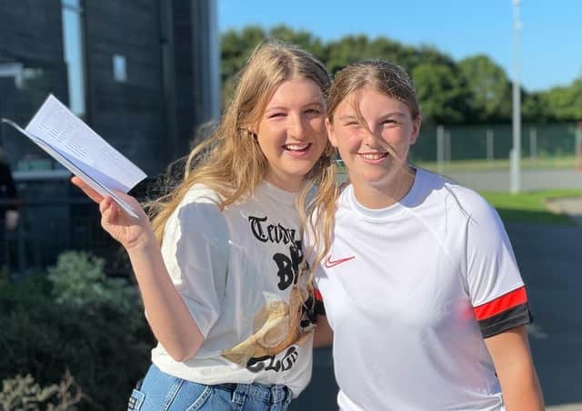 Long Field Spencer Academy student Amber celebrates her GCSE grades including sevens in History, English Lit and Food - she is oing to MV16 to study English Lit, Drama & Business Studies to continue her dream of becoming an actor EMN-210816-120423001
