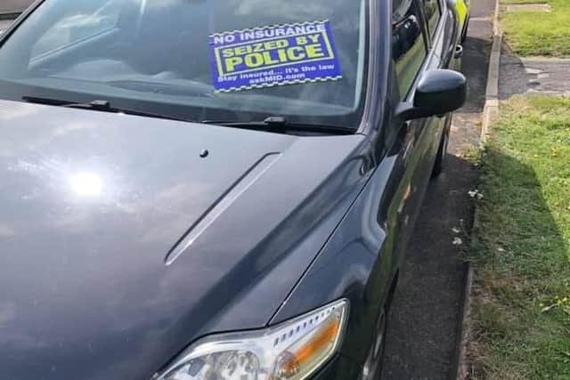 A vehicle seized by police in Melton on Monday where the driver was uninsured and a passenger was in possession of cannabis EMN-210817-083824001
