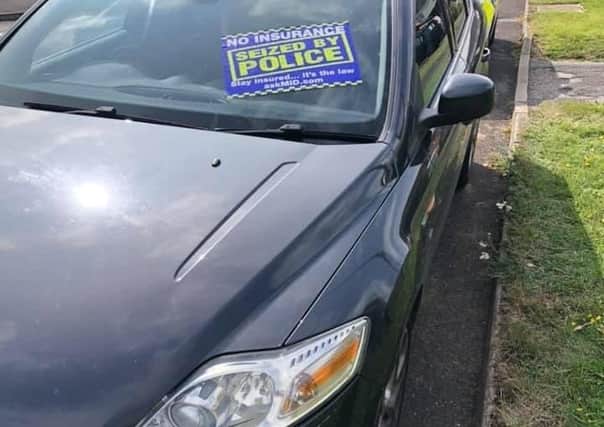 A vehicle seized by police in Melton on Monday where the driver was uninsured and a passenger was in possession of cannabis EMN-210817-083824001