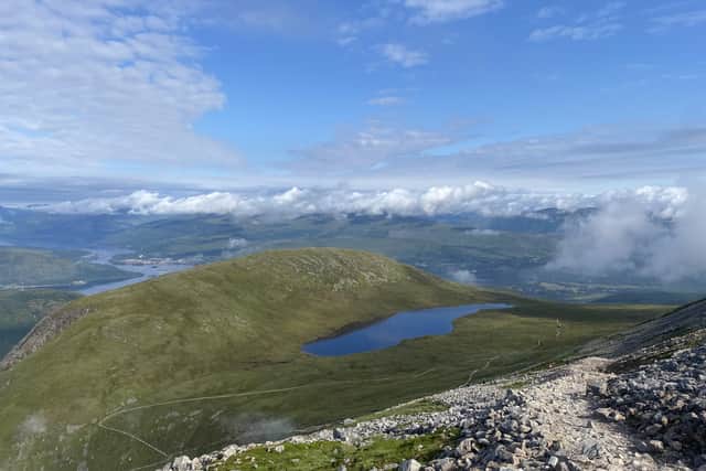 The view on Ben Nevis during Lee and Jay's fundraising climb EMN-210817-100420001