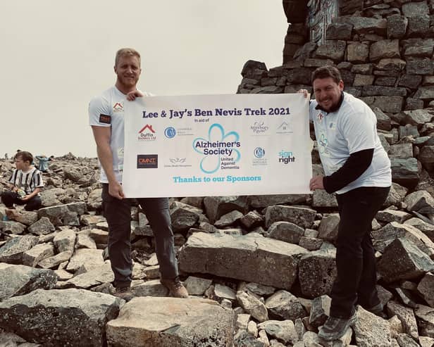 Lee Freer (right) and Jay Rawlins on their fundraising Ben Nevis climb EMN-210817-100357001