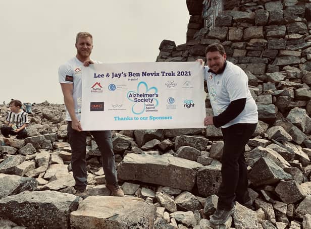 Lee Freer (right) and Jay Rawlins on their fundraising Ben Nevis climb EMN-210817-100357001