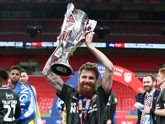Anderson celebrates with Northampton at Wembley. Photo: Getty Images