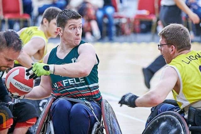 Jamie Stead, who has been doing rehab training at the Get Busy Living Centre at Burrough on the Hill and who is preparing to play for the Team GB wheelchair rugby team at the Toyko Paralympics EMN-210822-172208001