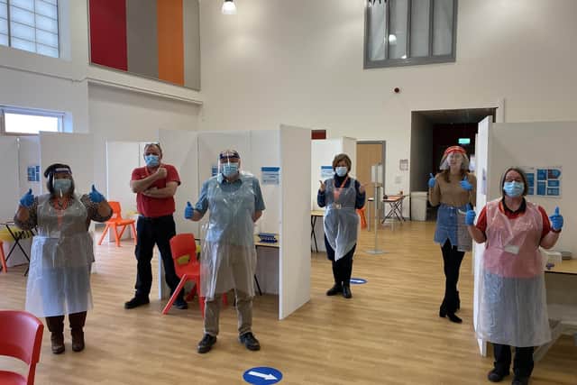 Some of the team members who carried out Covid testing of students and staff at John Ferneley College in Melton earlier this year EMN-210825-082600001