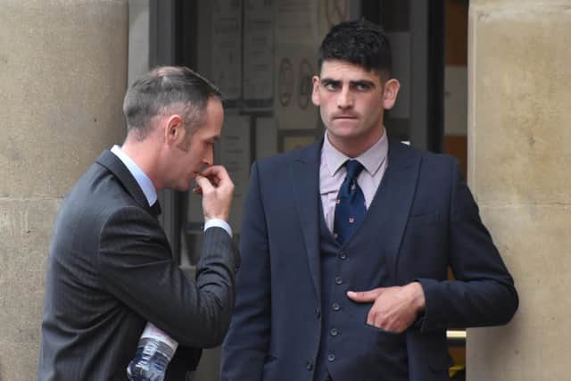 John Finnegan (left) and Rhys Matcham (right) outside Leicester Magistrates' Court, where they were on trial accused of breaching the 2004 Hunting ActPHOTO: PA EMN-210825-132000001
