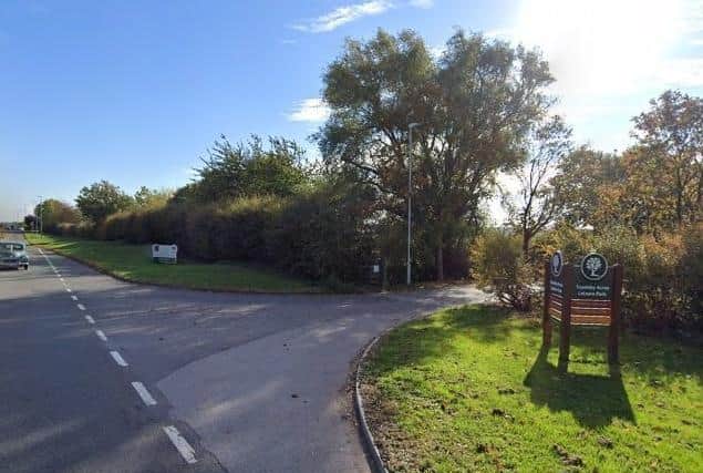The entrance to Melton Mowbray Town Estate's Sysonby Acres leisure park off the A6006 Asfordby Road EMN-210831-114252001