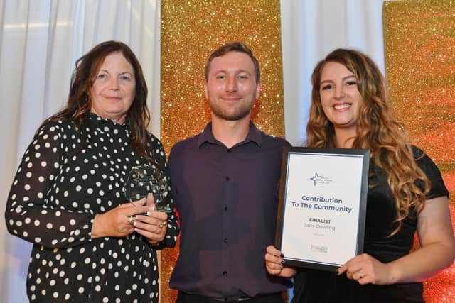 Melton Times Best of Melton Awards 2021 presentation evening at Brooksby Hall. Contribution to the Community winner Sharon Brown with runner-up Jade Dowling EMN-210918-130413001