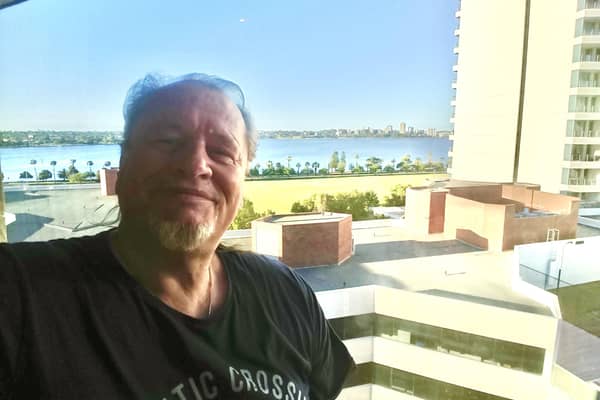 Melton borough councillor Alan Pearson pictured in his hotel room shortly after arriving in Australia last December - he has not returned to Melton since due to travel restrictions and ongoing health problems EMN-210927-103431001