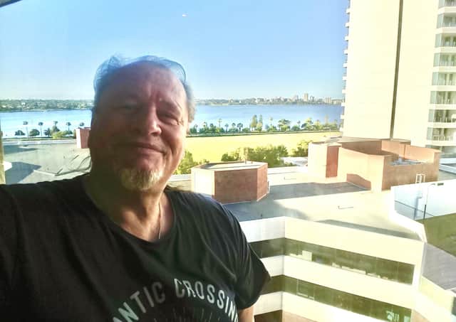 Melton borough councillor Alan Pearson pictured in his hotel room shortly after arriving in Australia last December - he has not returned to Melton since due to travel restrictions and ongoing health problems EMN-210927-103431001