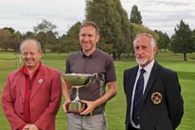 Jason Palmer with County President Phil Askew and Melton Mowbray Club Captain David Hirst.