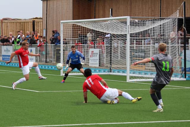 Hednesford on the attack at Melton. Pic by Nick Rennie.