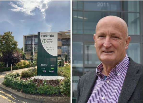 Melton Borough Council's offices and the authority's leader, Councillor Joe Orson