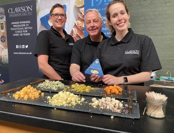 Long Clawson Dairy's stand at the Artisan Cheese Fair, with senior brand manager Nicki Matthews (right)
