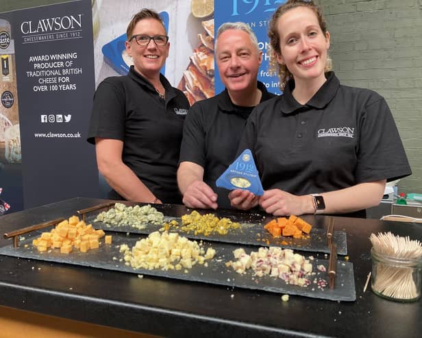 Long Clawson Dairy's stand at the Artisan Cheese Fair, with senior brand manager Nicki Matthews (right)