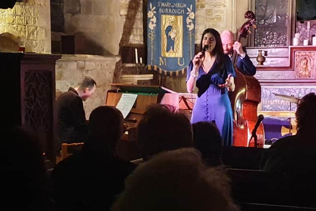 Sara Dowling singing for Burrough Jazz in March last year