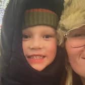 Libby Jacobs pictured with son Hunter before the road collision which left her with serious injuries