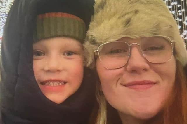 Libby Jacobs pictured with son Hunter before the road collision which left her with serious injuries