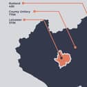 The proposal put forward by the previous Conservative administration showing a single authority for Leicestershire and one each for the city and for Rutland