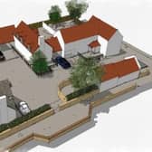 A graphic showing the planned housing development on the site of the former Red Lion pub at Stathern