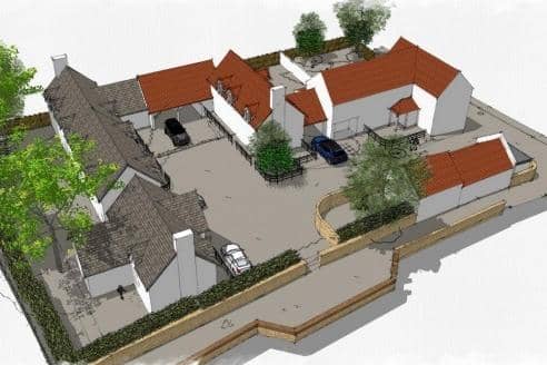 A graphic showing the planned housing development on the site of the former Red Lion pub at Stathern