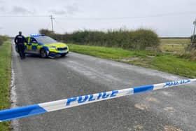 A police roadblock at Plungar after the discovery of Timothy Macdonald's body
PHOTO GEORGE ICKE