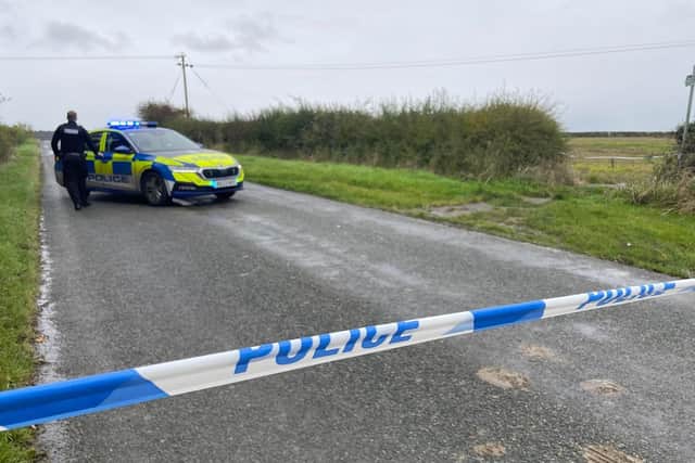 A police roadblock at Plungar after the discovery of Timothy Macdonald's body
PHOTO GEORGE ICKE