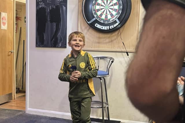 Jake Moore - the eight-year-old Asfordby boy won his first competitive match in the Melton men's league