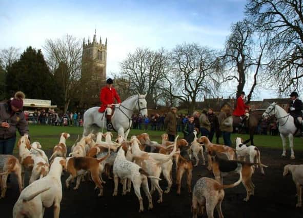 Members of the Quorn Hunt gather in Play Close back in 2018