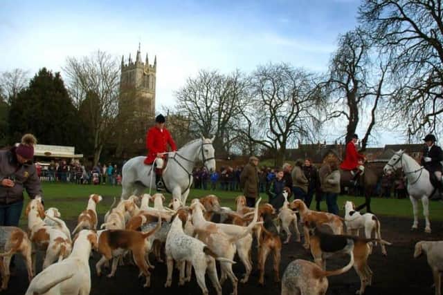 Members of the Quorn Hunt gather in Play Close back in 2018