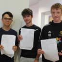 Left to right: Harry Twittey, Luke Tomley and Harry Orridge on GCSE results day at John Ferneley College