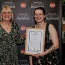 Director Linda Foulston (left) and manager Kayla pick up the Best Independent Business award at the recent Melton BID Business Awards