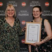 Director Linda Foulston (left) and manager Kayla pick up the Best Independent Business award at the recent Melton BID Business Awards