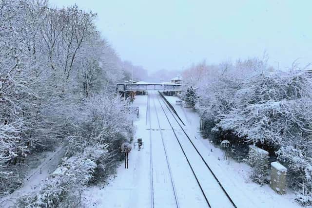 One of the winning photos in the My Melton Selfie contest, submitted by Emma-dee Fox, showing Melton's rail track in the winter