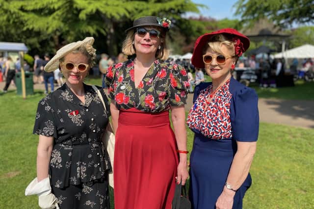Some of the many people dressed in period clothes during this year's 1940s Melton Mowbray event